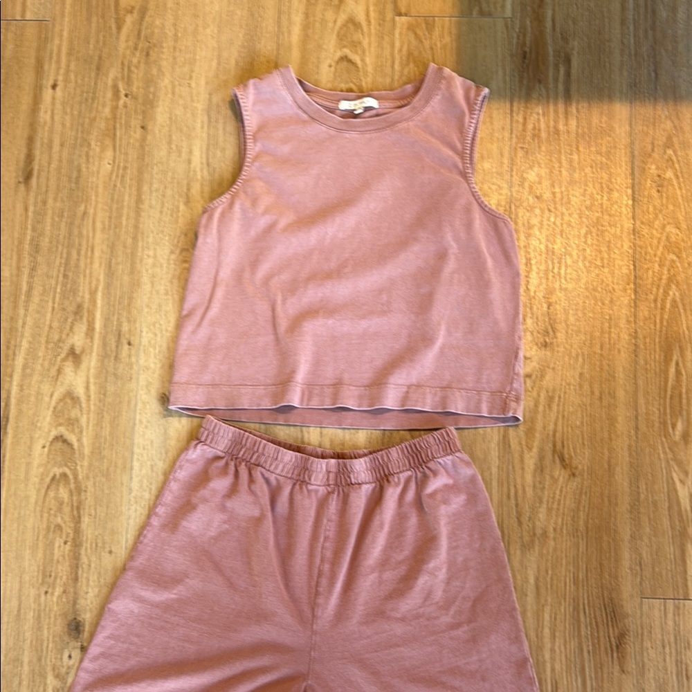 Z Supply Pink Sleeveless Crop Tank and Pants Set